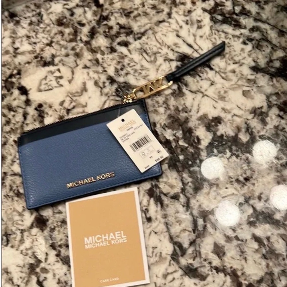 Michael Kors Two-Tone Blue Card Holder - Picture 2 of 9